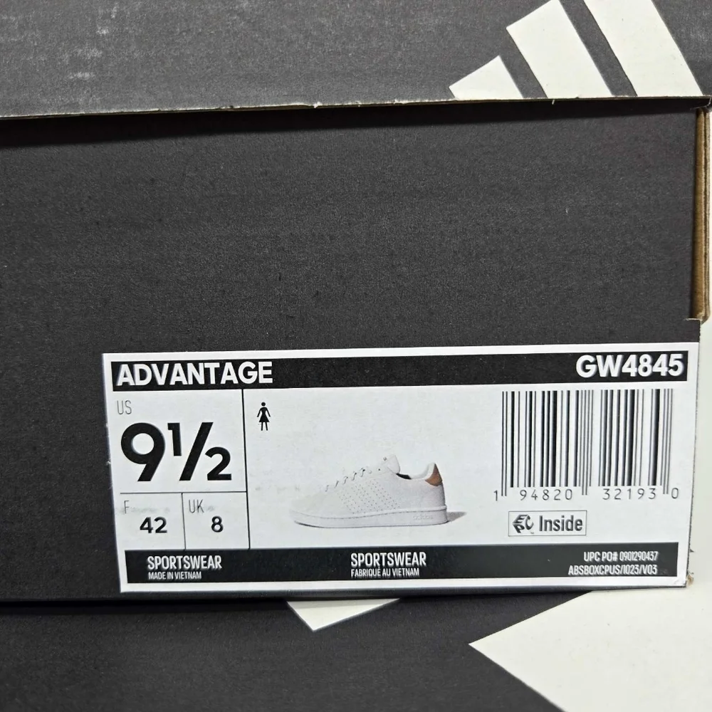 Adidas Women's Advantage 'White Copper Metallic' Shoes Size 9.5 New